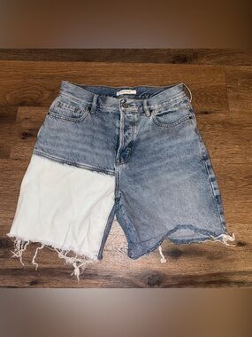 PacSun Two-Tone Denim Jean Shorts - Blue & White
